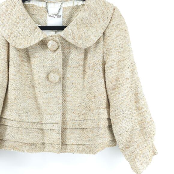 Walter Baker Y2k Retro 60S Tweed Metalic Crop Swing Jacket Poof Crop Sleeve 8 - Picture 4 of 16